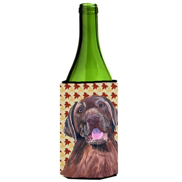 Carolines Treasures Labrador Chocolate Fall Leaves Portrait Wine bottle sleeve Hugger - 24 oz. - SC9224LITERK
