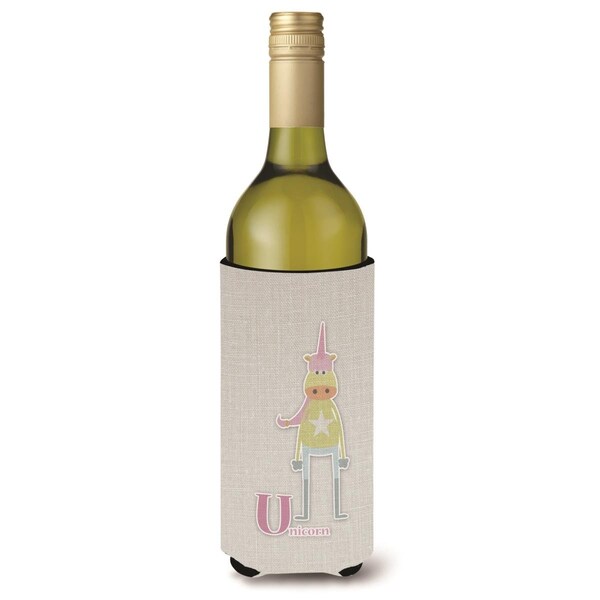 Carolines Treasures Alphabet U for Unicorn Wine Bottle Beverge Insulator Hugger - BB5746LITERK