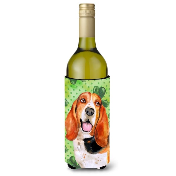 Carolines Treasures Basset Hound St. Patricks Wine Bottle Beverge Insulator Hugger - BB9878LITERK