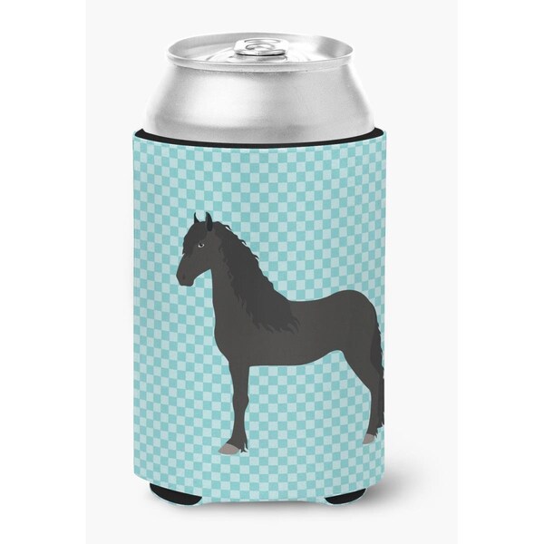 Carolines Treasures Friesian Horse Blue Check Can or Bottle Hugger - BB8089CC