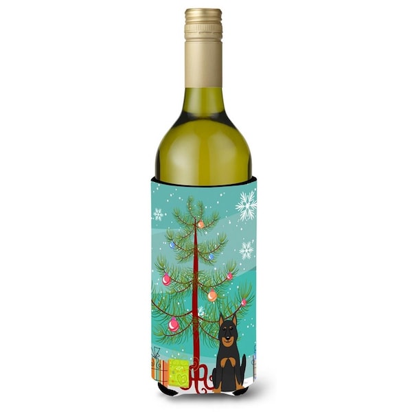 Carolines Treasures Merry Christmas Tree Beauce Shepherd Dog Wine Bottle Beverge Insulator Hugger - BB4205LITERK