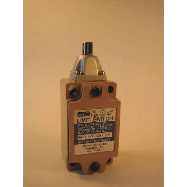 Interruptor de límite de relé y control, émbolo, varilla de empuje, 1NC/1NO, 10A @125V CA, ubicación del actuador: superior - RCL-308