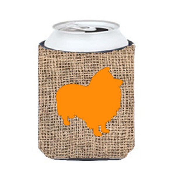Carolines Treasures Sheltie Burlap And Orange Can Or Bottle  Hugger - BB1080-BL-OR-CC