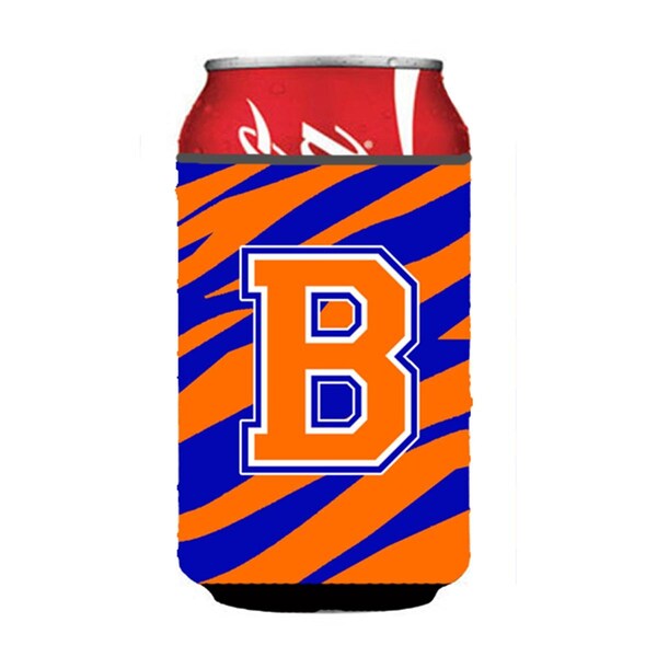 Carolines Treasures Letter B Initial Monogram - Tiger Stripe - Blue Orange Can Or Bottle  Hugger - CJ1023-BCC