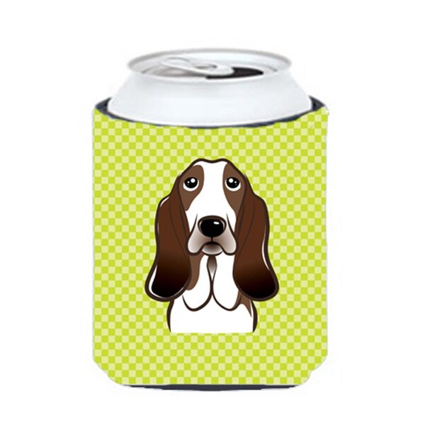 Carolines Treasures Checkerboard Lime Green Sheltie Can Or Bottle Hugger- 12 Oz. - BB1305CC