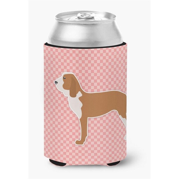 Carolines Treasures Spanish Hound Checkerboard Pink Can or Bottle Hugger - BB3591CC