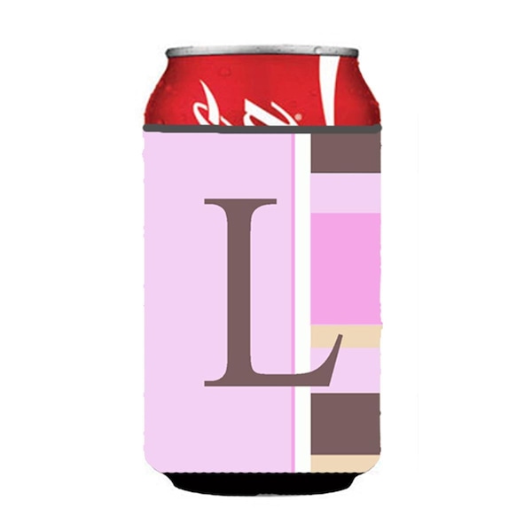 Carolines Treasures Letter L Initial Monogram - Pink Stripes Can or Bottle  Hugger - CJ1005-LCC