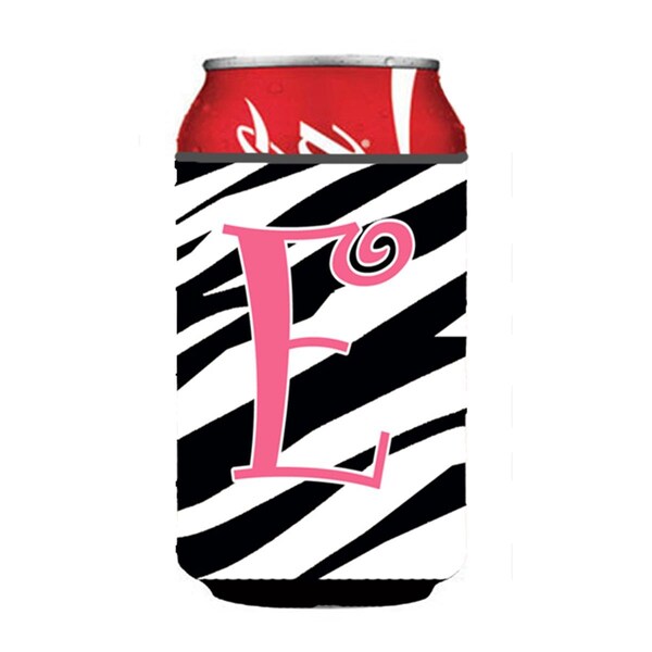 Carolines Treasures Letter E Initial Monogram - Zebra Stripe And Pink Can Or Bottle  Hugger - CJ1037-ECC