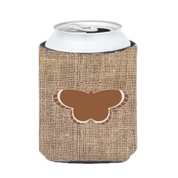 Carolines Treasures Butterfly Burlap And Brown Can Or Bottle  Hugger - BB1039-BL-BN-CC