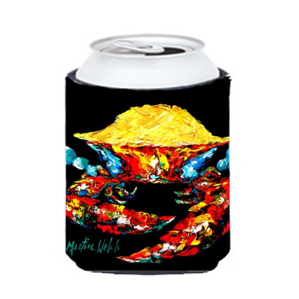 Carolines Treasures Crab Black Gold Can Or Bottle  Hugger - MW1010CC
