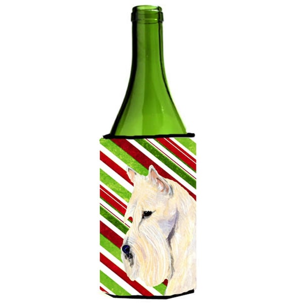 Carolines Treasures Scottish Terrier Candy Cane Holiday Christmas Wine bottle sleeve Hugger - SS4599LITERK