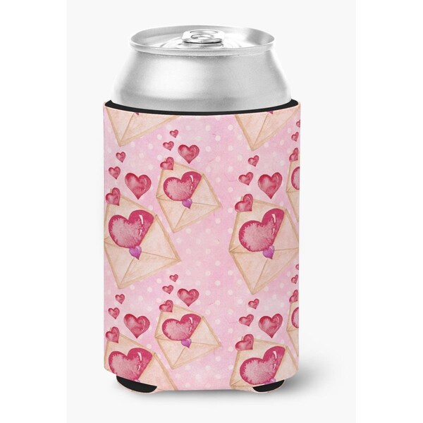 Carolines Treasures Watercolor Pink Love Letter Can or Bottle Hugger - BB7568CC
