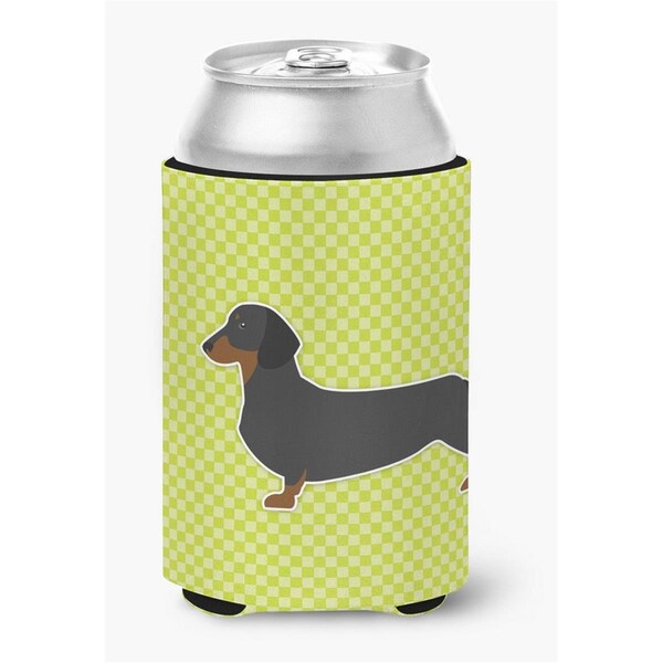 Carolines Treasures Dachshund Checkerboard Green Can or Bottle Hugger - BB3782CC