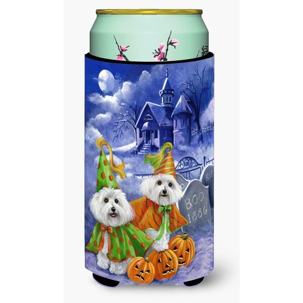 Carolines Treasures 22-24 oz Bichon Frise Halloween Haunted House Tall Boy Hugger - PPP3022TBC