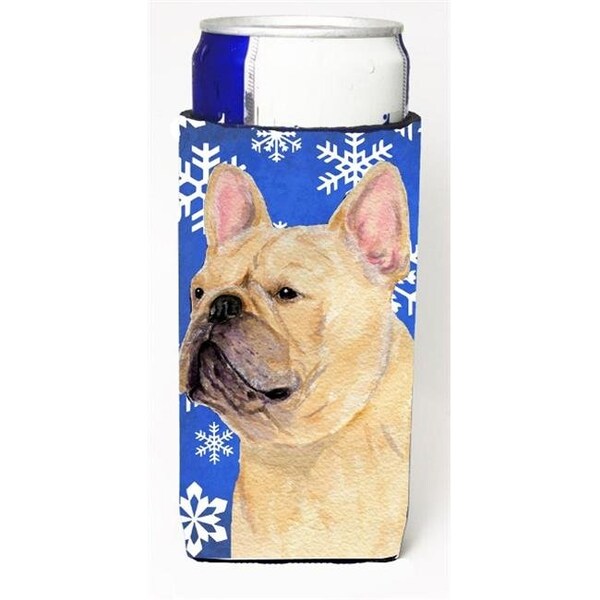 Carolines Treasures Carolines Treasures SS4623MUK French Bulldog Winter Snowflakes Holiday Michelob Ultra bottle sleeve for Slim Can - SS4623MUK