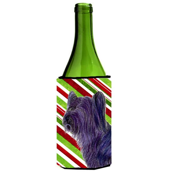 Carolines Treasures Skye Terrier Candy Cane Holiday Christmas Wine Bottle   Hugger - SS4532LITERK