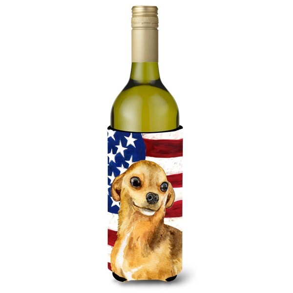 Carolines Treasures Chihuahua Patriotic Wine Bottle Beverge Insulator Hugger - BB9658LITERK