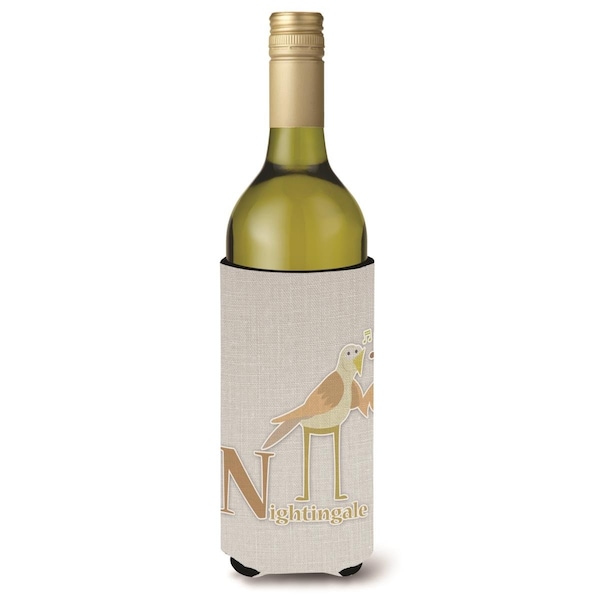 Carolines Treasures Alphabet N for Nightingale Wine Bottle Beverge Insulator Hugger - BB5739LITERK