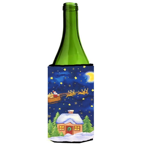 Carolines Treasures Christmas Santa Claus Across the Sky Wine Bottle Can cooler Hugger - APH5898LITERK