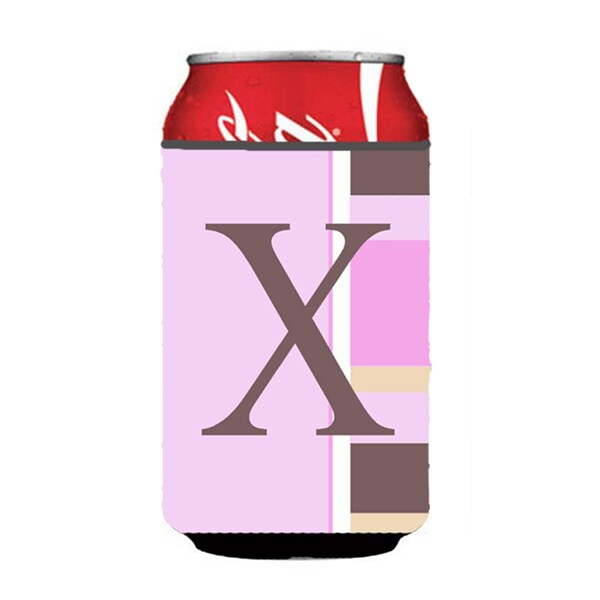 Carolines Treasures Letter X Initial Monogram - Pink Stripes Can or Bottle  Hugger - CJ1005-XCC