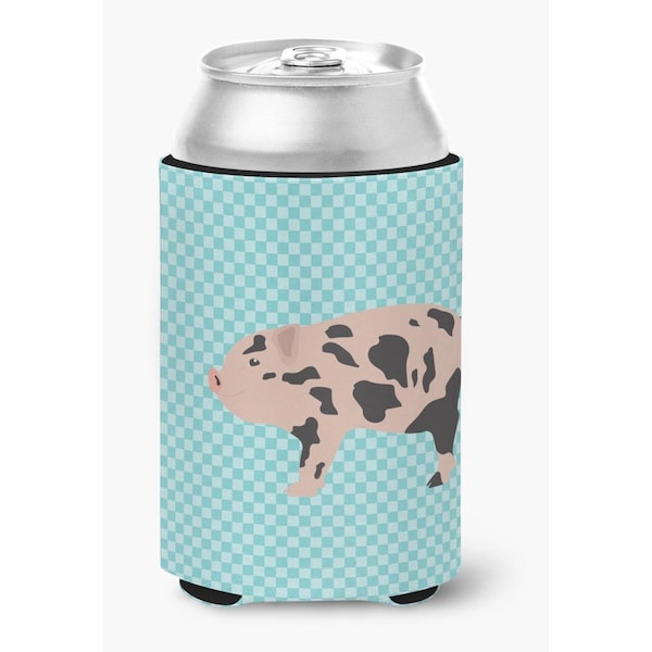 Carolines Treasures Mini Miniature Pig Blue Check Can or Bottle Hugger - BB8109CC