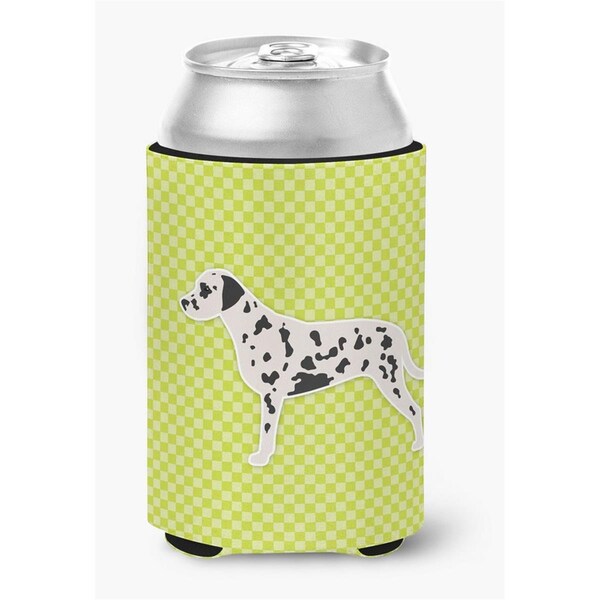 Carolines Treasures Dalmatian Checkerboard Green Can or Bottle Hugger - BB3783CC