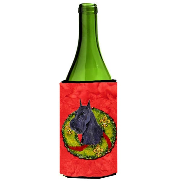 Carolines Treasures Schnauzer Cristmas Wreath Wine bottle sleeve Hugger - SS4210LITERK