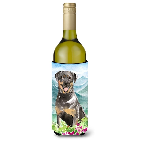 Carolines Treasures Mountain Flowers Rottweiler Wine Bottle Beverage Insulator Hugger - CK2526LITERK