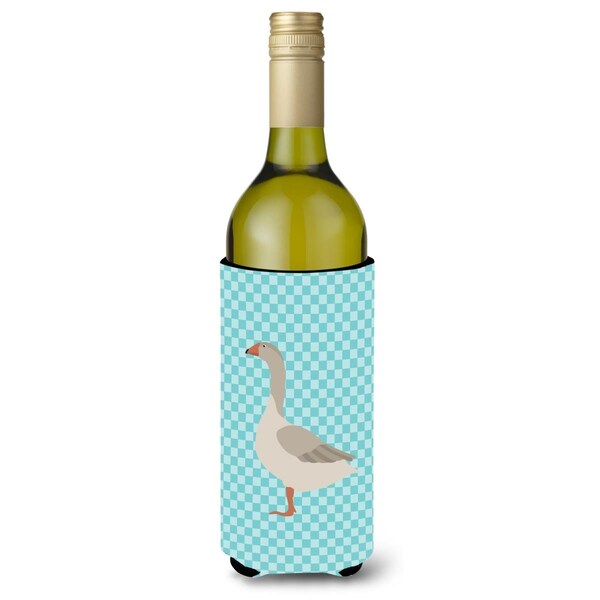 Carolines Treasures Steinbacher Goose Blue Check Wine Bottle Beverge Insulator Hugger - BB8068LITERK