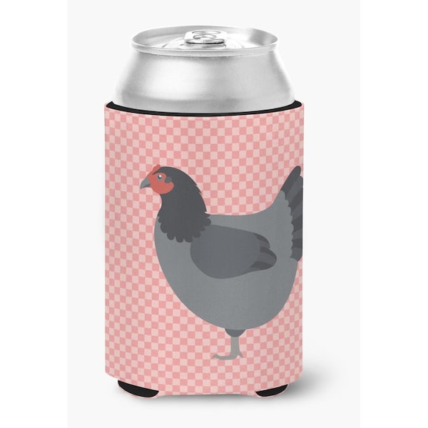 Carolines Treasures Jersey Giant Chicken Pink Check Can or Bottle Hugger - BB7835CC