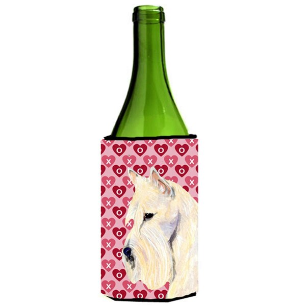 Carolines Treasures Scottish Terrier Hearts Love Valentines Day Wine bottle sleeve Hugger - SS4530LITERK