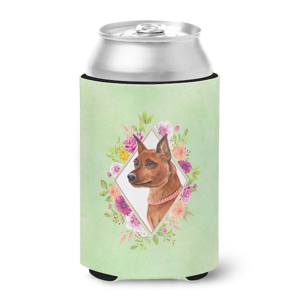 Carolines Treasures Miniature Pinscher Green Flowers Can or Bottle Hugger - CK4321CC