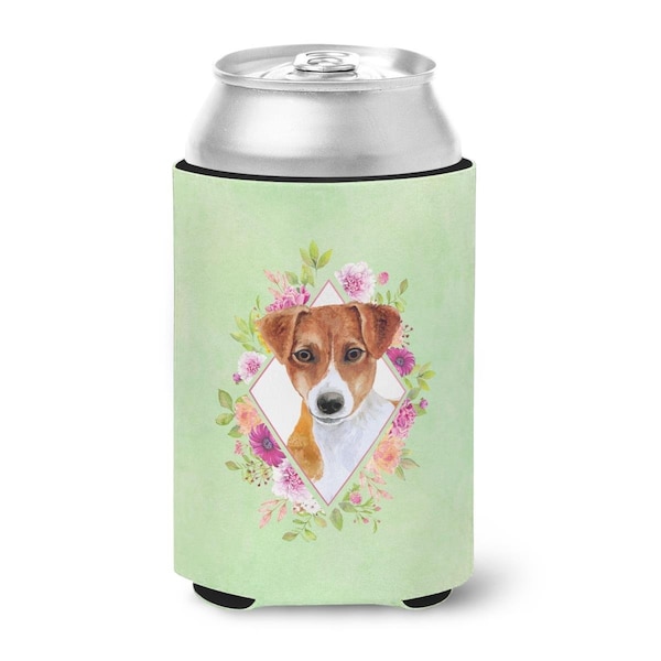 Carolines Treasures Jack Russell Terrier No.2 Green Flowers Can or Bottle Hugger - CK4316CC
