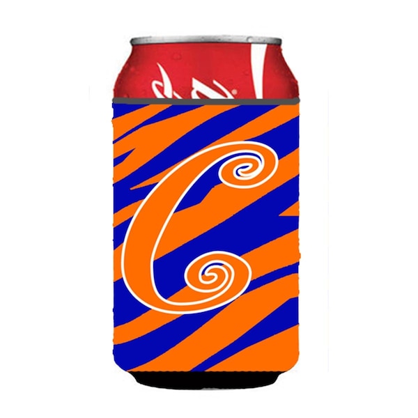 Carolines Treasures Letter C Initial Monogram - Tiger Stripe Blue And Orange Can Or Bottle  Hugger - CJ1036-CCC