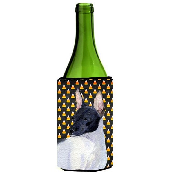 Carolines Treasures Rat Terrier Candy Corn Halloween Portrait Wine bottle sleeve Hugger - 24 Oz. - SS4273LITERK