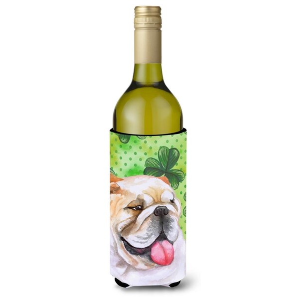 Carolines Treasures English Bulldog St. Patricks Wine Bottle Beverge Insulator Hugger - BB9813LITERK