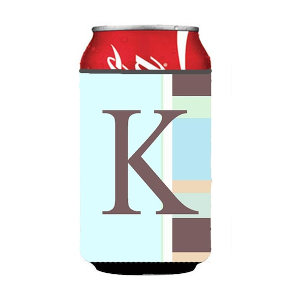 Carolines Treasures Letter K Initial Monogram - Blue Stripes Can or Bottle  Hugger - CJ1003-KCC