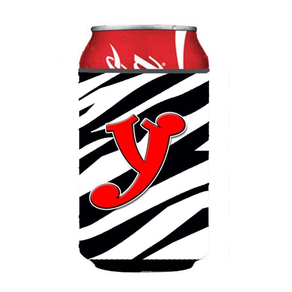 Carolines Treasures Letter Y Initial Monogram - Zebra Red Can Or Bottle  Hugger - CJ1024-YCC