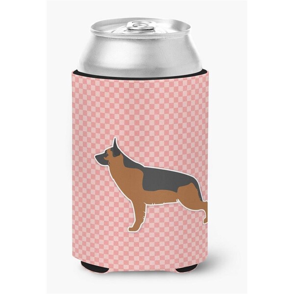 Carolines Treasures German Shepherd Checkerboard Pink Can or Bottle Hugger - BB3624CC