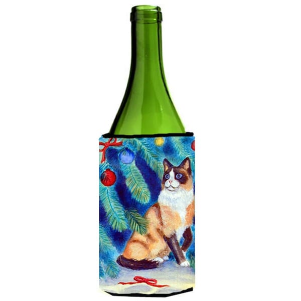 Carolines Treasures Christmas Tree Cat Wine bottle sleeve Hugger - 24 oz. - 7155LITERK