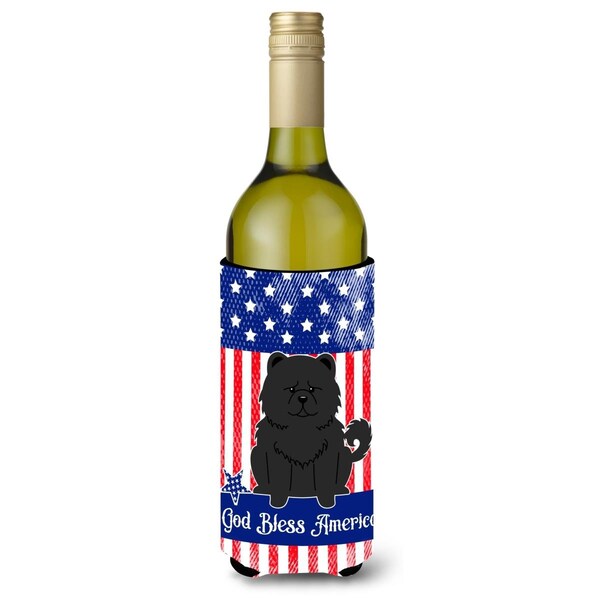 Carolines Treasures Patriotic USA Chow Chow Black Wine Bottle Beverge Insulator Hugger - BB3138LITERK