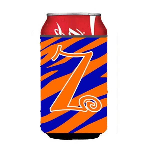 Carolines Treasures Letter Z Initial Monogram - Tiger Stripe Blue And Orange Can Or Bottle  Hugger - CJ1036-ZCC