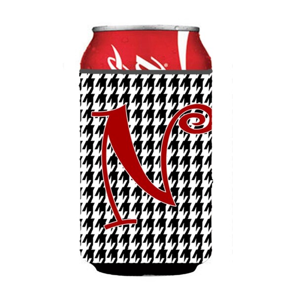 Carolines Treasures Letter N Initial Monogram - Houndstooth Black Can Or Bottle  Hugger - CJ1035-NCC