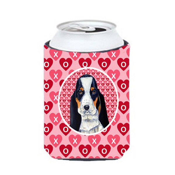 Carolines Treasures Basset Hound Valentines Love And Hearts Can Or Bottle  Hugger - 12 oz. - LH9149CC