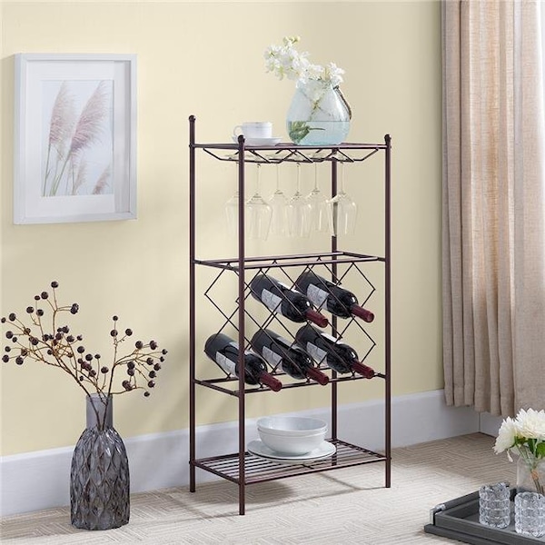 Hypersign Digital Signage Tristate Apartment Furnishres WR1424 Keyent Metal Wine Rack - Bronze; 38 x 18 x 10 in. - WR1424