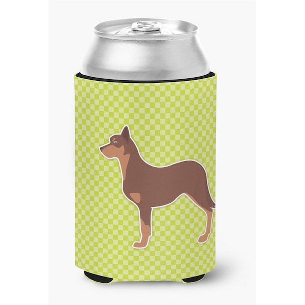 Carolines Treasures Australian Kelpie Dog Checkerboard Green Can or Bottle Hugger - BB3829CC