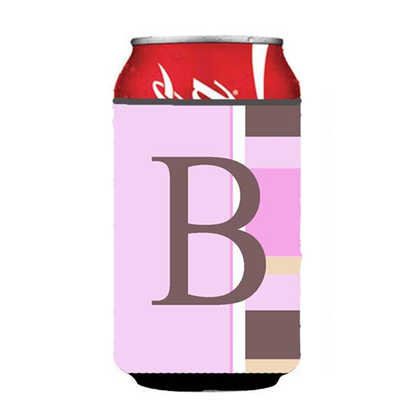 Carolines Treasures Letter B Initial Monogram - Pink Stripes Can or Bottle  Hugger - CJ1005-BCC