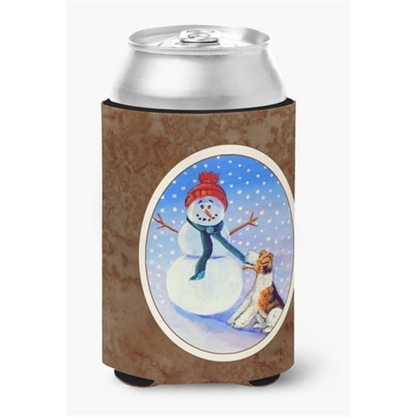 Carolines Treasures Snowman with Fox Terrier Can or Bottle Hugger - 7156CC