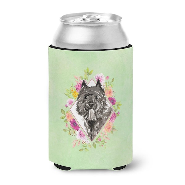 Carolines Treasures Bouvier Des Flandres Green Flowers Can or Bottle Hugger - CK4416CC