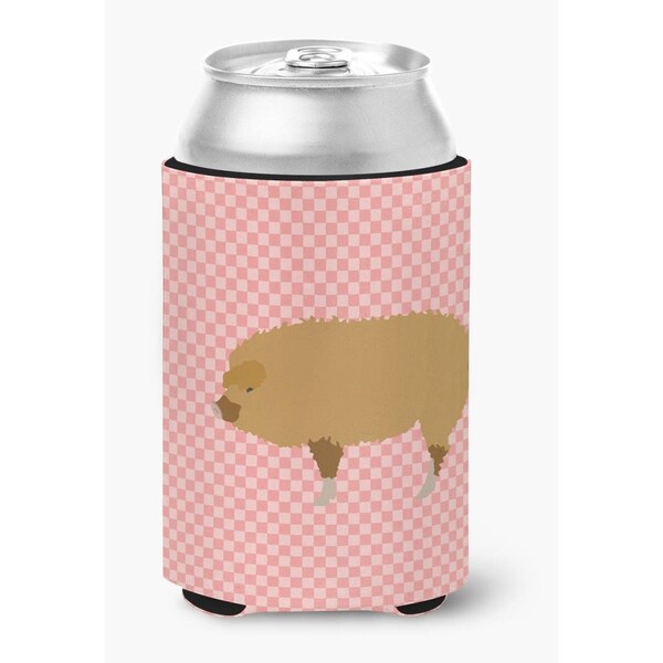 Carolines Treasures Hungarian Mangalica Pig Pink Check Can or Bottle Hugger - BB7934CC